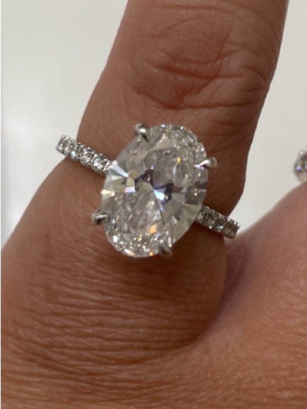 3.00 Carat Oval Brilliant Lab Diamond Solitaire Ring with Eternity Band Setting